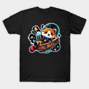 Riley the Red Panda but he's boat captain ready to plunder some treasure Sticker T-Shirt